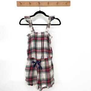 Aerie Flannel Plaid Romper Pyjamas with Ruffle Straps and Bow Tie Waist Size XS